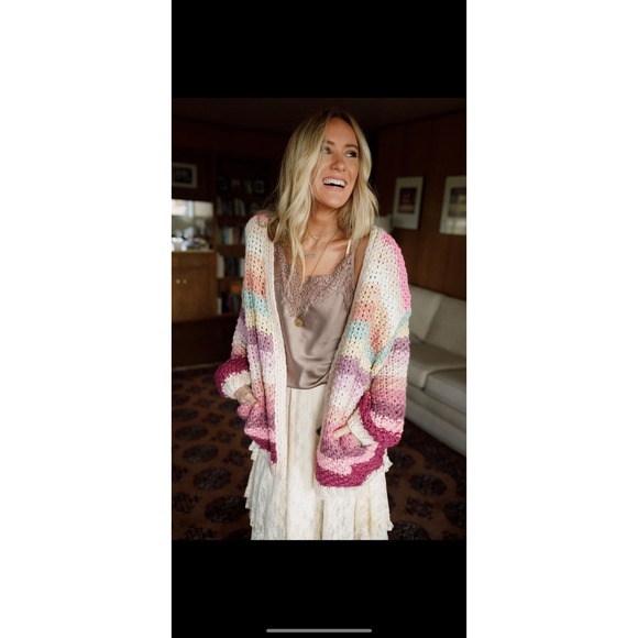 Three Bird Nest Wrapped up in Color Knit Cardigan Sz Large NWT - Picture 2 of 12